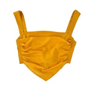 Miaou Tati Top - Golden Yellow Satin Scarf Crop Top sz M